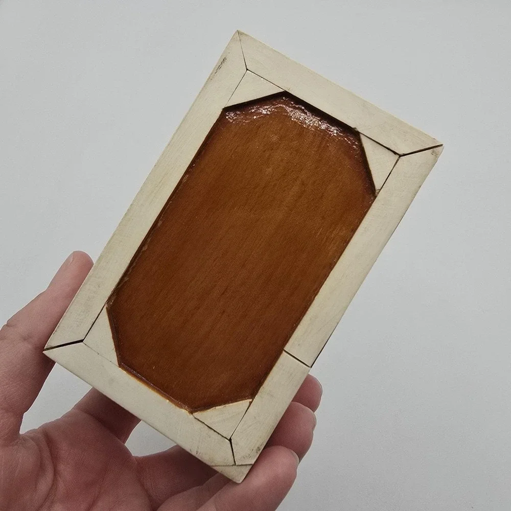 Vintage Turkish Mother of Pearl Inlay Wood Marquetry Jewelry Trinket Box